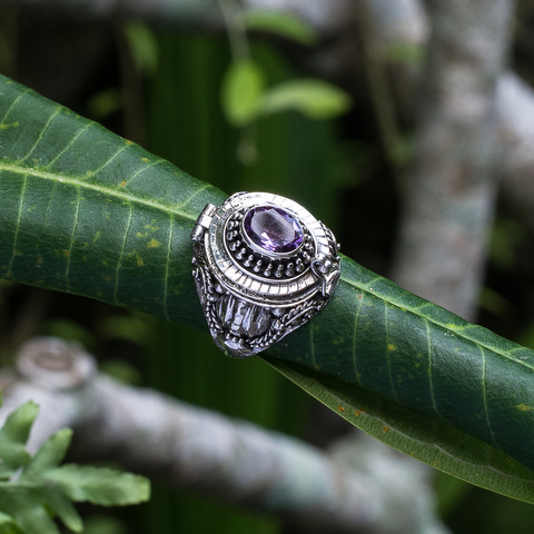 балийское кольцо с секретом и аметистом