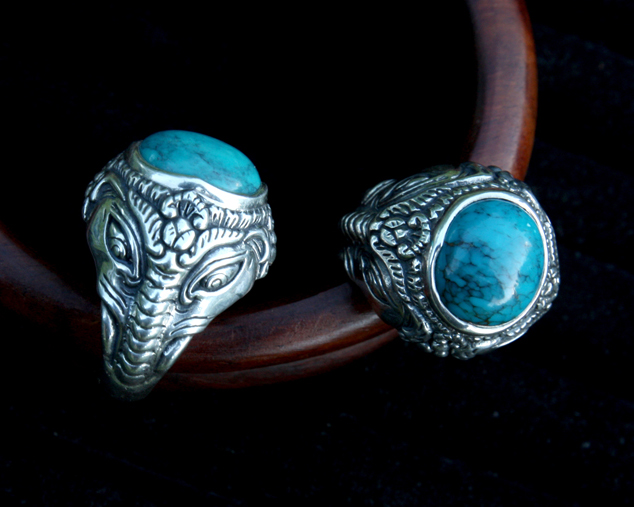 перстень с Ганешем, кольцо с бирюзой, этнические украшения, слон