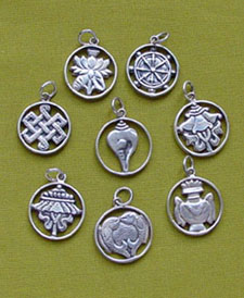 астамангала, восемь благоприятных символов, благих, счастливых, буддийские талисманы