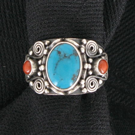 тибетское кольцо с бирюзой