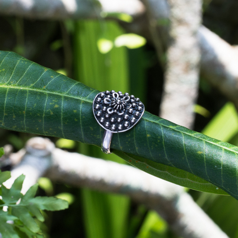 серебряное кольцо с зернью Цветок Папоротника