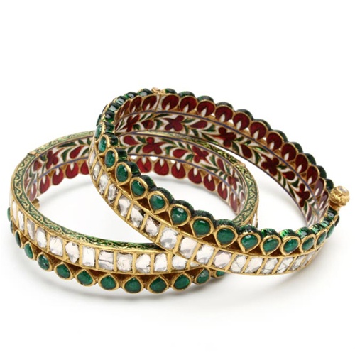 сочетание стилей Кундан и Минакари индийские украшения браслеты