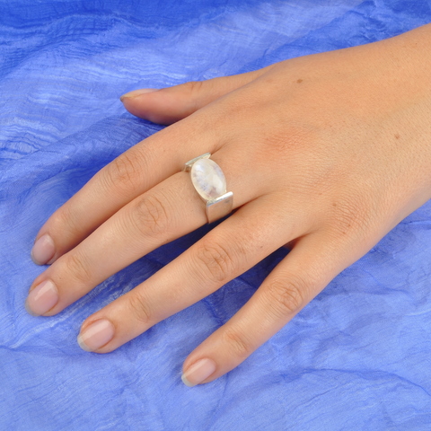 непальский серебряный перстень с лунным камнем, кольцо ручной работы из серебра, этническое кольцо с натуральным лунным камнем