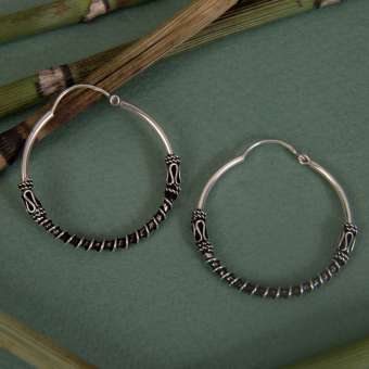 Серьги-кольца из серебра "Рекхам"