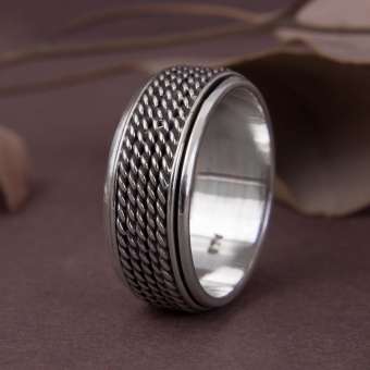 Кольцо-спинер серебряное "Плетеное"