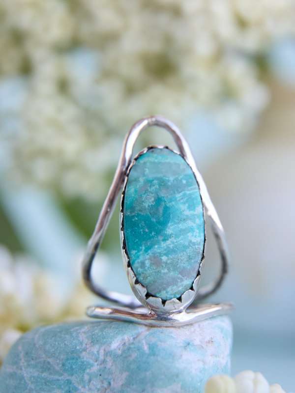 Серебряное кольцо с бирюзой "Сны воды"