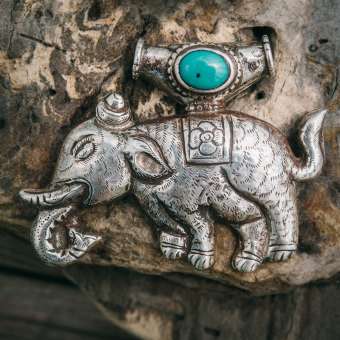 Кулон с бирюзой "Тибетский слон"
