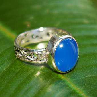 Кольцо с голубым агатом "Озеро надежды"