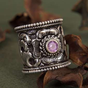 Тибетское кольцо с аметистом "Лхаса"