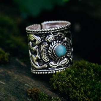 Тибетское кольцо с бирюзой "Лхаса"
