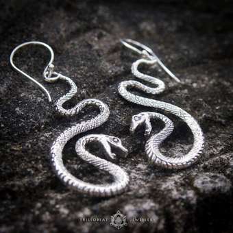 Серебряные серьги "Змея"