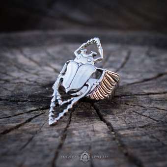 Серебряное кольцо "Скарабей"